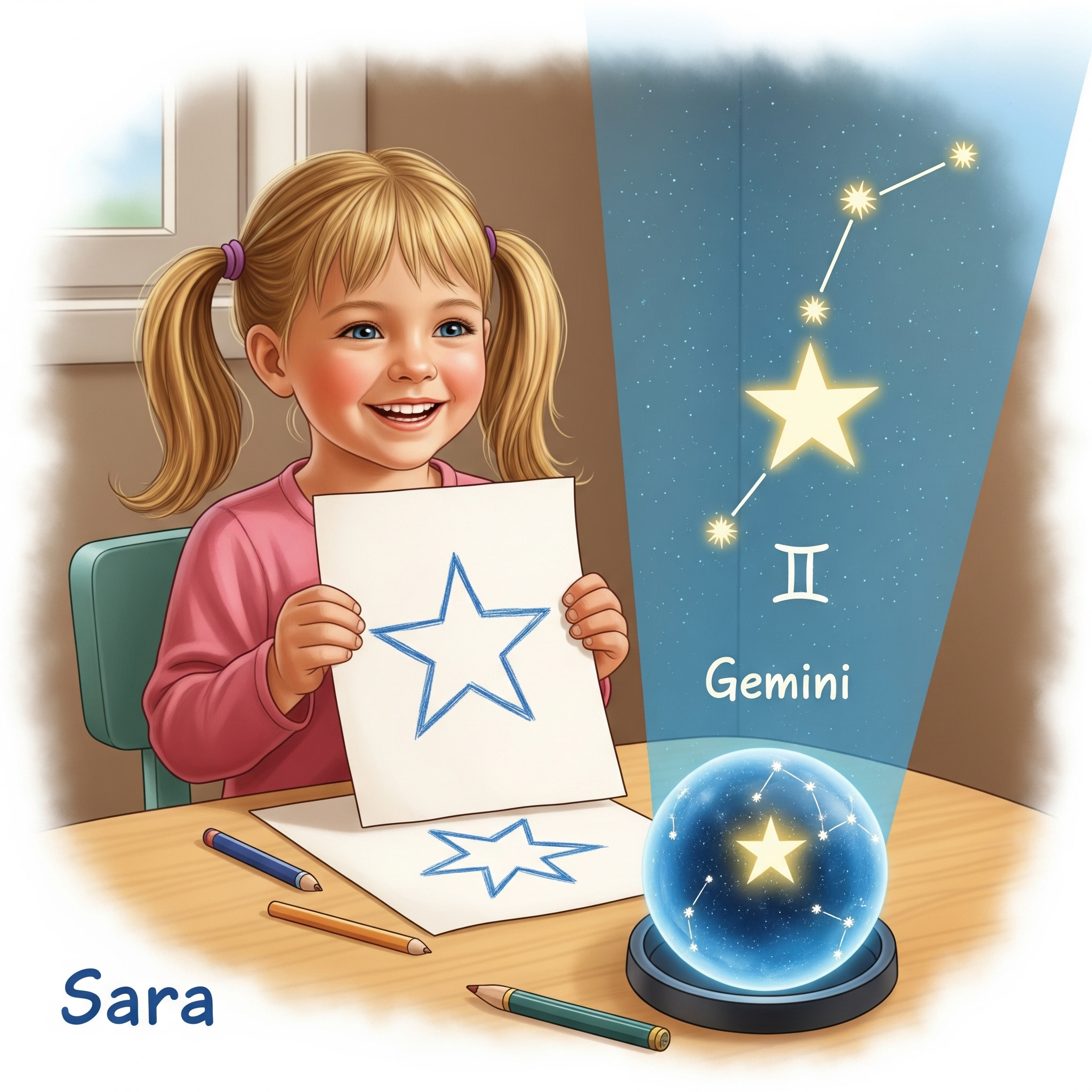 Sara gets help drawing a star