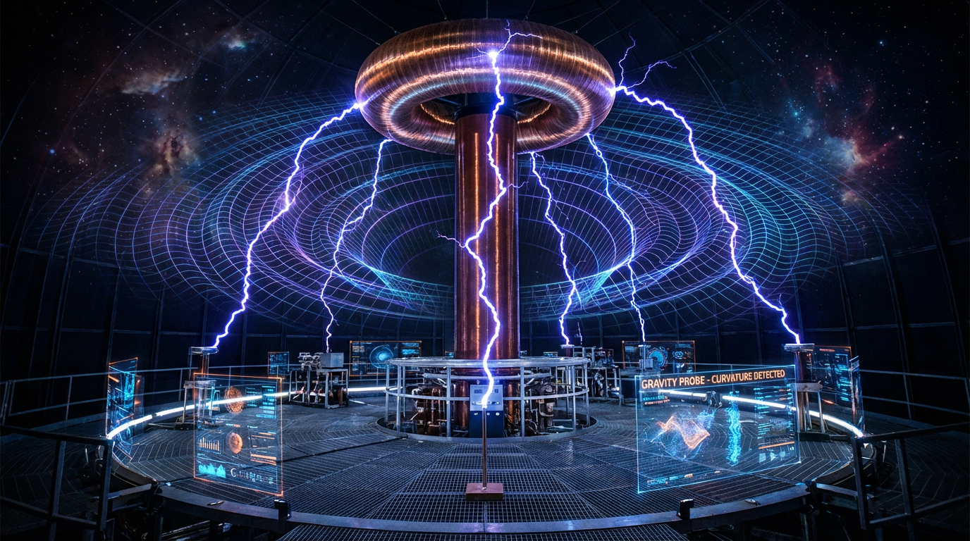 Tesla coil apparatus illustrating intense electromagnetic field generation